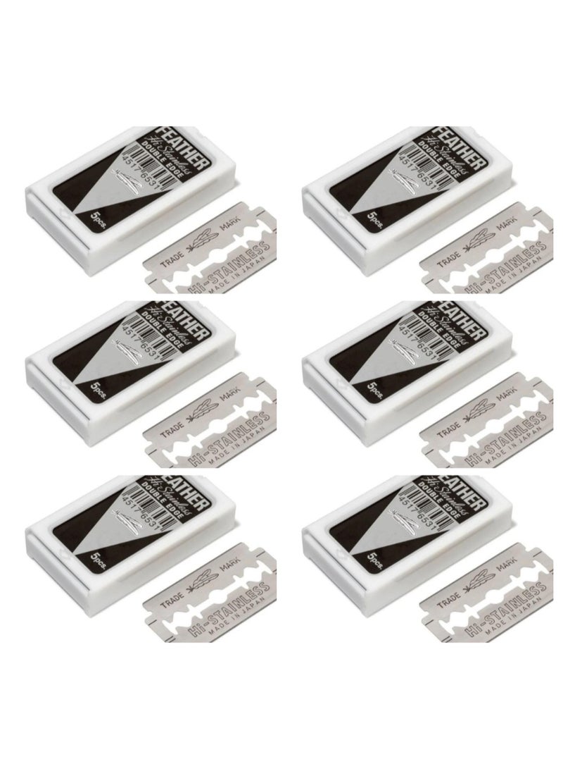 شفرات حلاقة مزدوجة الحافة فضية 6 قطع